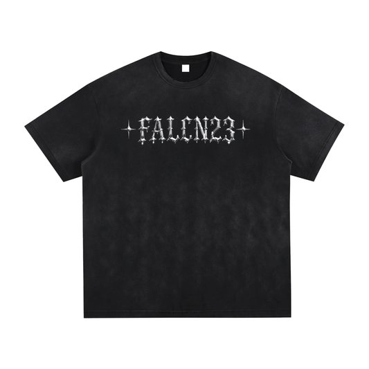 "Chrome Logo" Falcn23 Vintage Washed Hand-Frayed T-Shirt